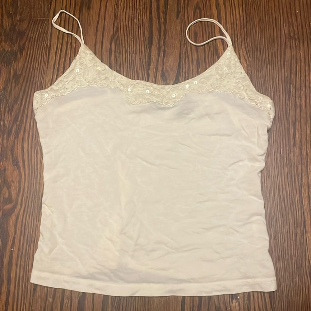 Lace sequin white colored tank top